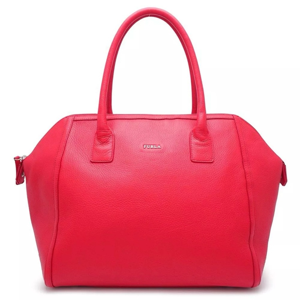 Furla Cherry Red Leather Luxery Bag Top handle crossbody Two Way Purse